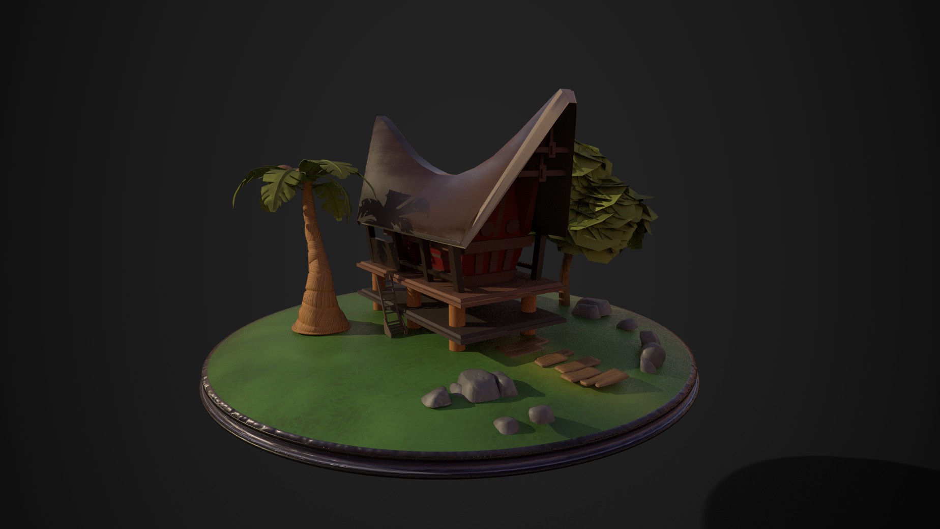 3D Stylized Rumah Adat Tongkonan